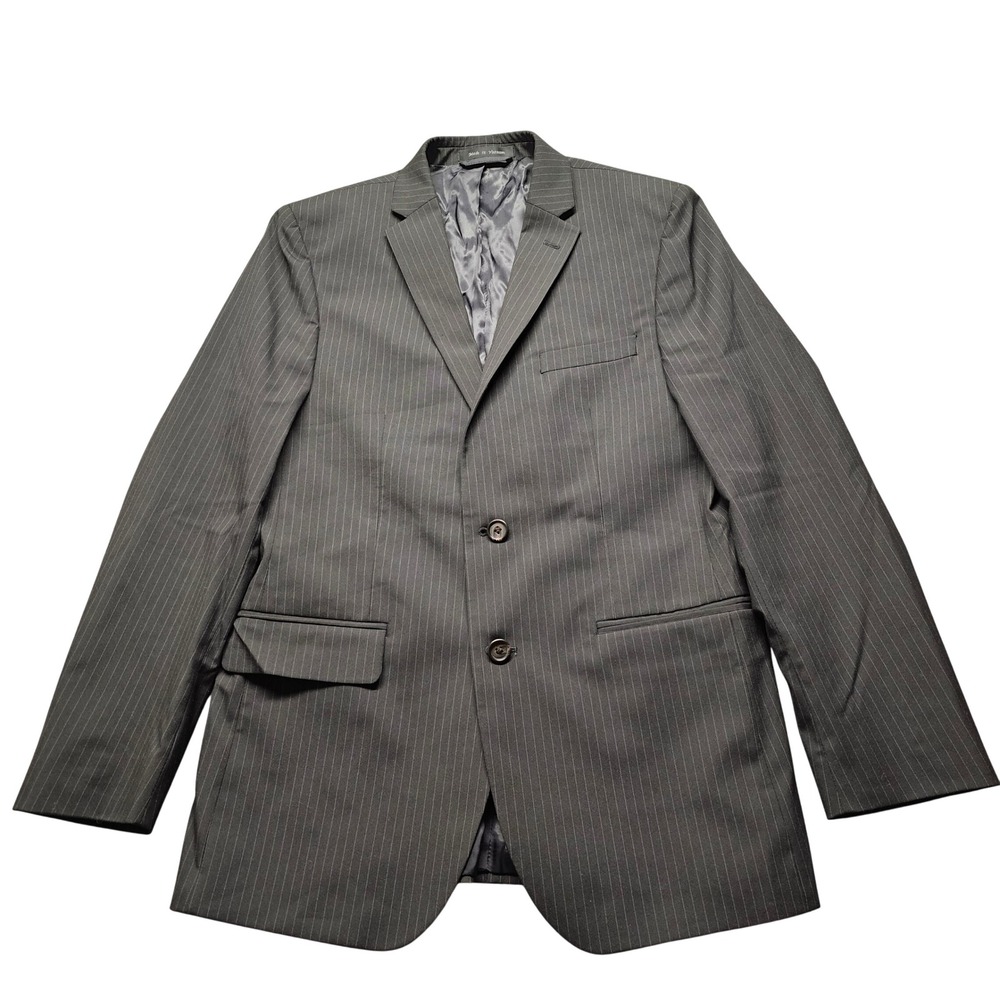 Lauren Ralph Lauren Suit Jacket Boys 18R Gray Pinstripe Blazer Two Button Formal